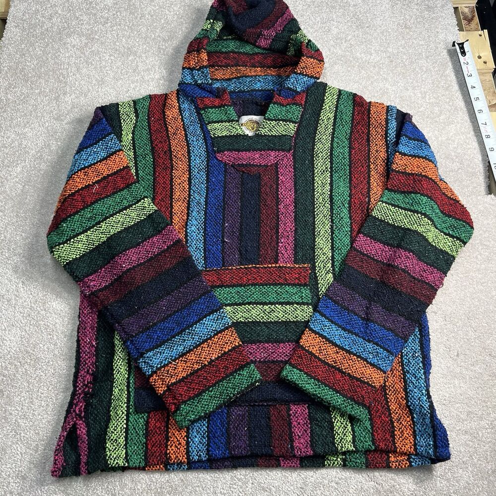 Earth‎ Ragz Hoodie Baja Rainbow Bright-Colored Mexico-Made Unisex Poncho
